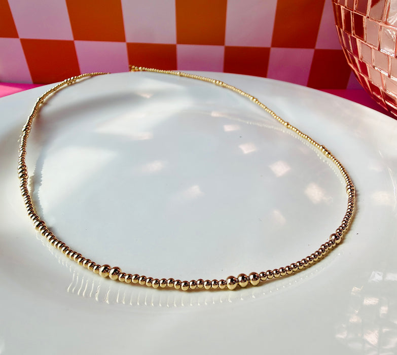 Dainty 2mm and 3mm gold filled necklace for everyday wear