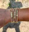Green Prehnite Stevie Bracelet stacked with 14k gold-filled beaded bracelets