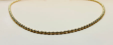 Gold filled beaded necklace with magnetic clasp and 2mm and 3mm beads
