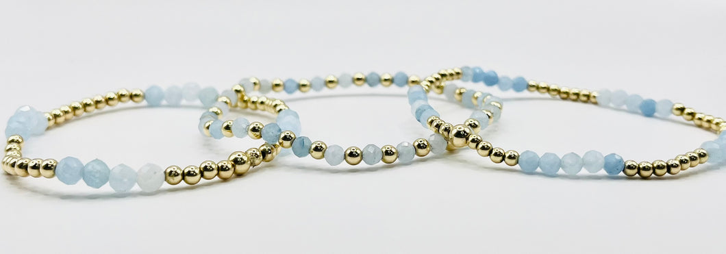 Aquamarine + Gold Filled Gemstone Set