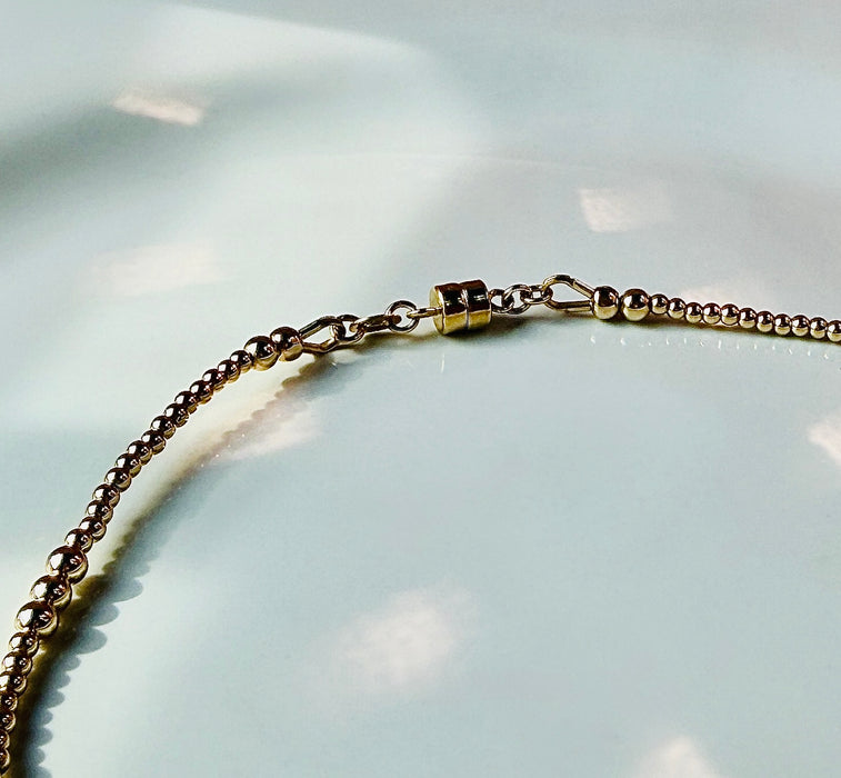 Gold filled beaded necklace with easy magnetic clasp