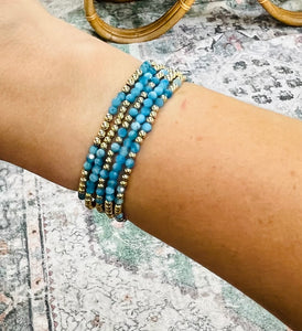 Blue Apatite Gold Filled Gemstone Bracelet